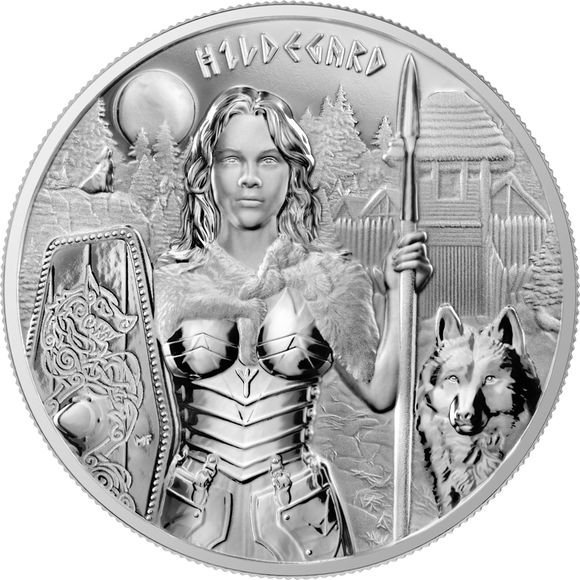 2022 1オンス ポーランド ワルキューレ：ヒルデガルト 円形銀 クリア 
