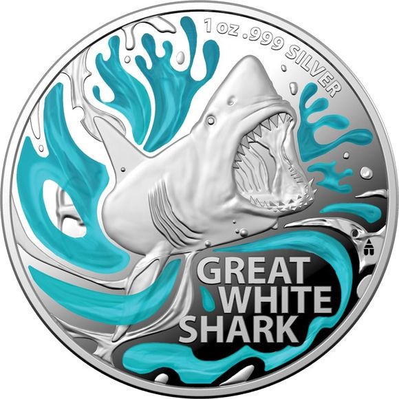 2021 オーストラリア ホホジロザメ 1ドル銀貨 1オンス 40mmクリア 