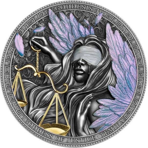 2022 2オンス ニウエ 女神たち：法の女神テミス 銀貨 アンティーク風 5
