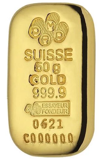 50 グラム スイス PAMP製 ゴールドバー 99.99% (鋳造) - 野口コイン