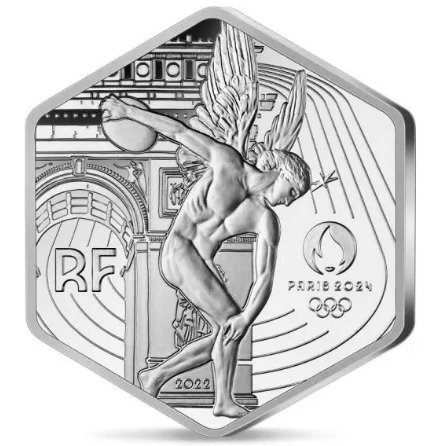 2022 17グラム フランス 2024年パリオリンピック 六角形銀貨(円盤投げ ...