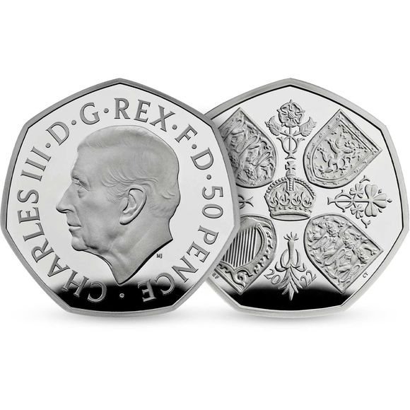 2022 約16グラム イギリス エリザベス2世女王陛下50ペンス銀貨(新国王