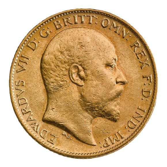 イギリス エドワード7世 1908年 ソブリン 金貨 美品 英国 エドワード7世像 1ソブリン金貨 1910年 NGC AU 55