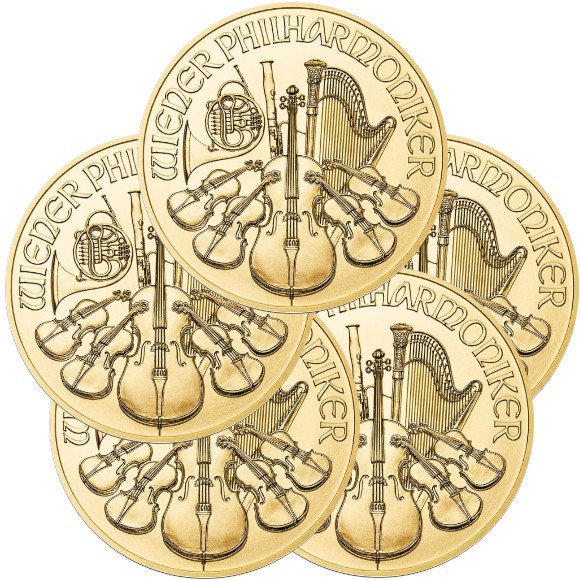 1オンス オーストリア ウィーン金貨 □5枚セットmm