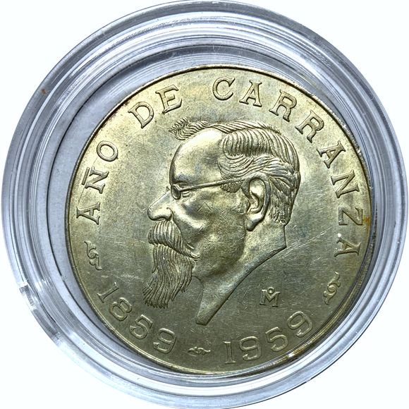 メキシコ 5ペソ銀貨 1950年Mo 未使用品 南東鉄道開通記念 NGC(MS64) -