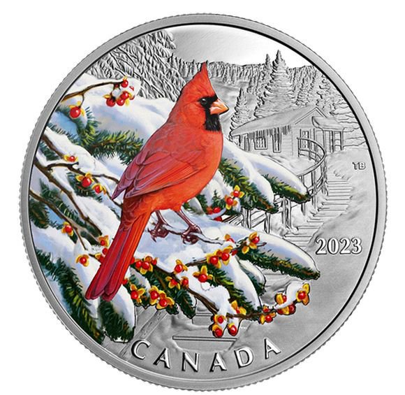2023 1オンス カナダ 極彩色の鳥：ショウジョウコウカンチョウ 銀貨 ...