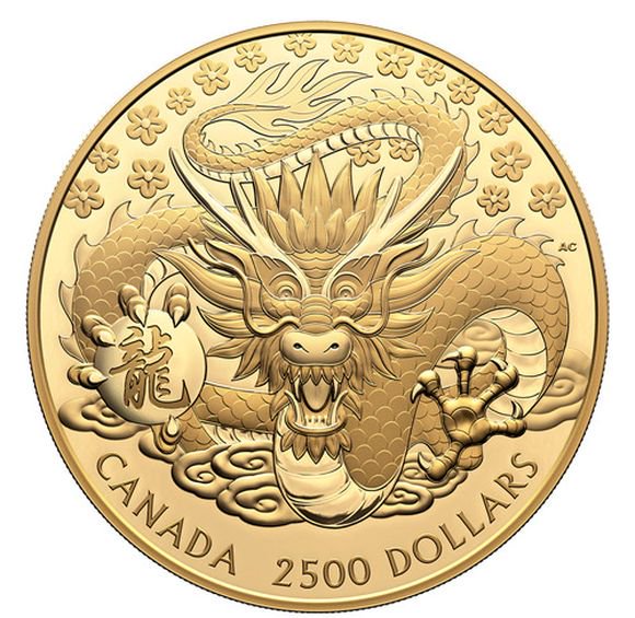 2024 1キロ カナダ 干支：辰(リュウ)年 金貨 プルーフ 【Proof】 2500 