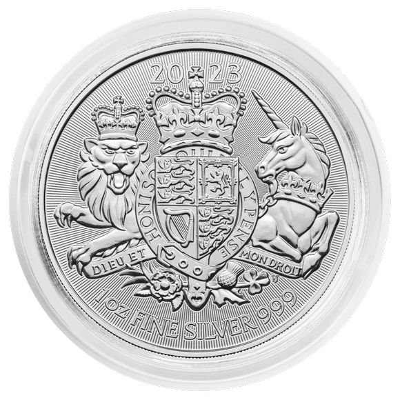 2023 1オンス イギリス 王室紋章 銀貨 39mmクリアケース付き 2ポンド 新品未使用【特選】 - 野口コイン株式会社