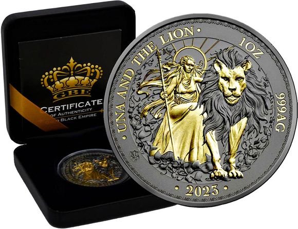 コインの状態はBUセントヘレナ 2023 ウナとライオン 銀貨 ゴールド ブラック エンパイア