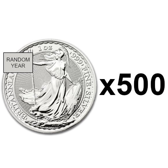 イギリス ブリタニア銀貨 1オンス ランダムイヤー 【500枚】セット ...