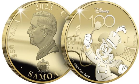 2023 1オンス サモア ミッキーマウス：ディズニー100周年記念 金貨