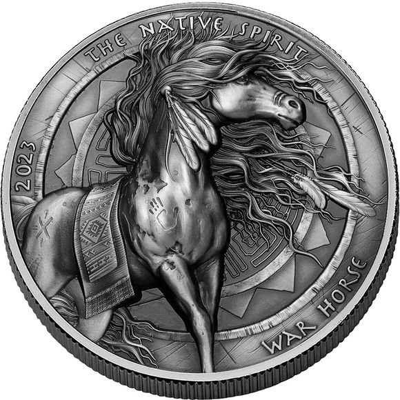 2023 5オンス アメリカ 戦火の馬：ネイティブ アメリカン 銀貨 ...