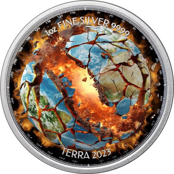 2023 1オンス ニウエ 地球温暖化テラⅢ 彩色 銀貨 2ドル 新品未使用 
