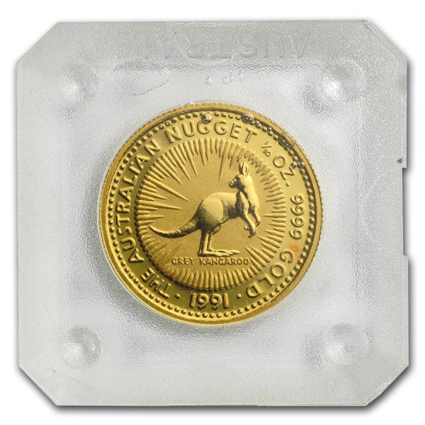 1991 オーストラリア、カンガルー金貨 1/10オンス クリアケース付き 新品未使用 - 野口コイン株式会社