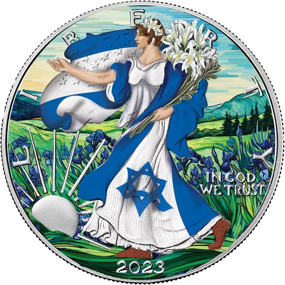 2023 1オンス アメリカ ウォーキングリバティ イスラエル 彩色 銀貨 1