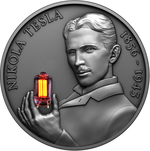 2023 2オンス カメルーン 二コラ・テスラ 電球象嵌 80周年記念 銀貨 