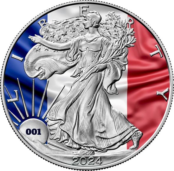 2024 1オンス アメリカ ウォーキングリバティ フランス：世界の国旗