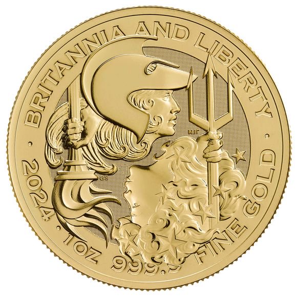 2024 1オンス イギリス ブリタニアと自由の女神 金貨 100ポンド 33mmクリアケース付き 新品未使用 - 野口コイン株式会社
