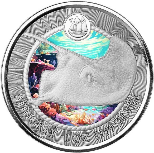 2023 1オンス ケイマン諸島 スティングレイ 彩色 銀貨 1ドル 新品未使用 - 野口コイン株式会社