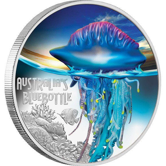 2024 1オンス ツバル 致命的で危険なオーストラリアのブルーボトル銀貨 