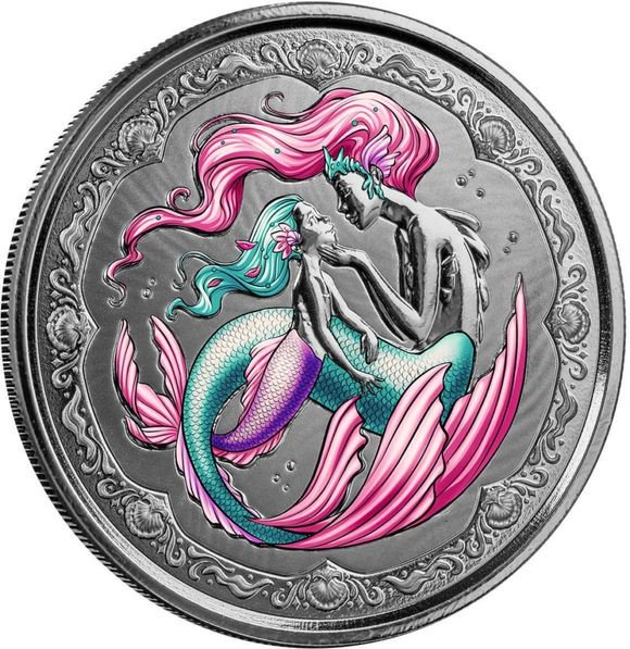 2023 1オンス サモア 人魚の母と娘 彩色 銀貨 2ドル 新品未使用 - 野口コイン株式会社