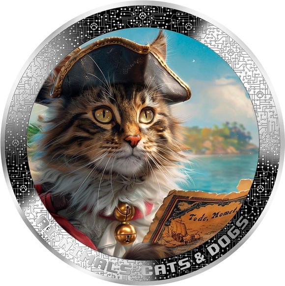 2025 1オンス カメルーン 海賊猫：AI動物シリーズ 彩色 銀貨 プルーフ 【proof】 1000フラン 新品未使用 - 野口コイン株式会社