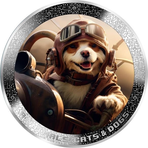 2025 1オンス カメルーン パイロット犬：AI動物シリーズ 彩色 銀貨 ...