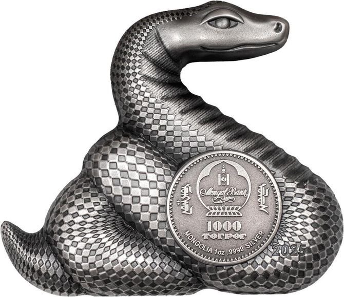 2025 1オンス モンゴル 敏捷なヘビ 旧暦 スマートミント 銀貨 
