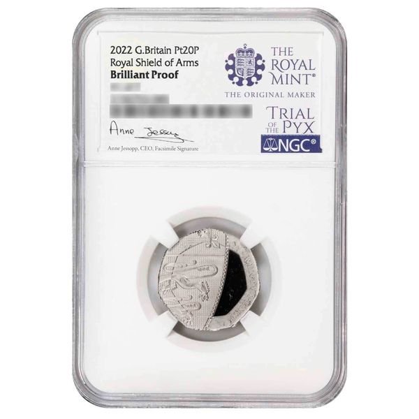 2022 17.2グラム イギリス 2ペンス流通貨(王室紋章盾)型プラチナ貨 