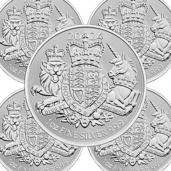 2024 1オンス イギリス 王室紋章 銀貨□【5枚】セット 39mmクリア 