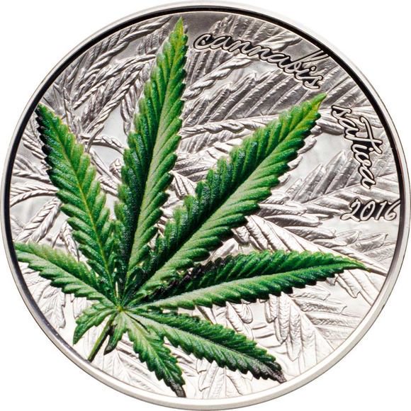 2016 1オンス ベナン 大麻 カンナビスサティバ ハイレリーフ 彩色 銀貨 プルーフ 【proof】 1000フラン 新品未使用 -  野口コイン株式会社