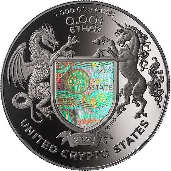 イーサリアム銀貨 1オンス　1枚 新品) アメリカ「イーサリアム・ETH」純銀 1オンス メダル