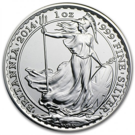 2014 イギリス ブリタニア銀貨1オンス (39mmクリアケース付き) 新品未使用 - 野口コイン株式会社