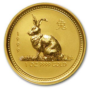 1999 オーストラリア 干支ウサギ金貨 1オンス (Series I) クリアケース