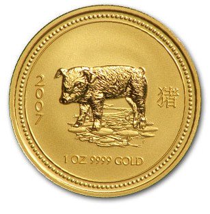 オーストラリア１ドル記念銀貨２００７年干支猪