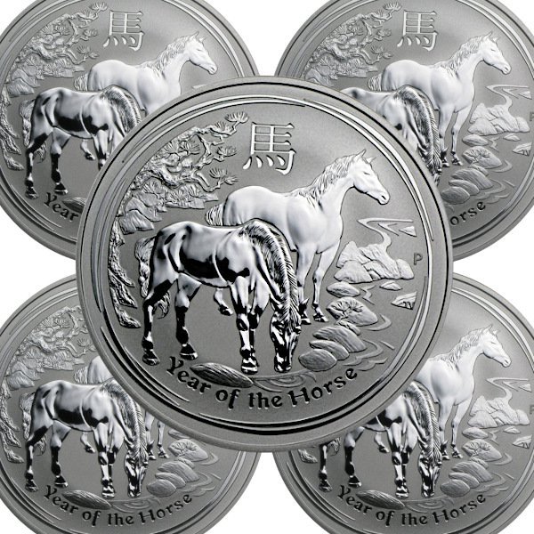 2014 オーストラリア 干支 馬 銀貨 1オンス (Series 2) □【5枚】セット 新品未使用 - 野口コイン株式会社