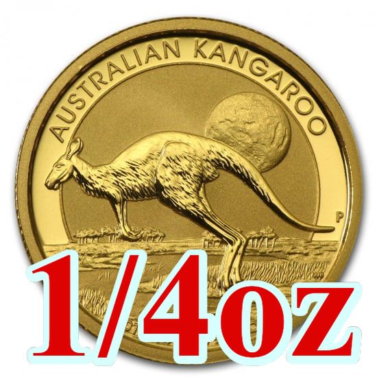 1990 オーストラリア、カンガルー金貨 1/4オンス クリアケース付き 
