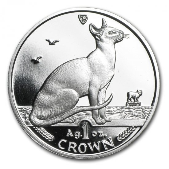 マン島　キャットコイン　1992 クラウン銀貨　1オンス　銀製　シャム猫