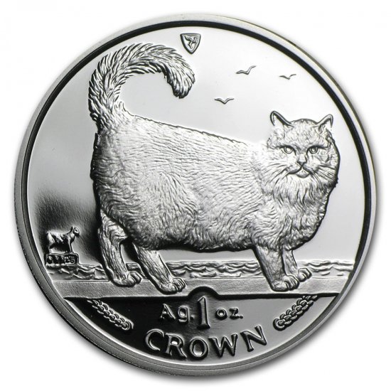 1989 マン島 キャットコイン 1クラウン 銀貨 プルーフ ペルシャ猫 - 旧 ...
