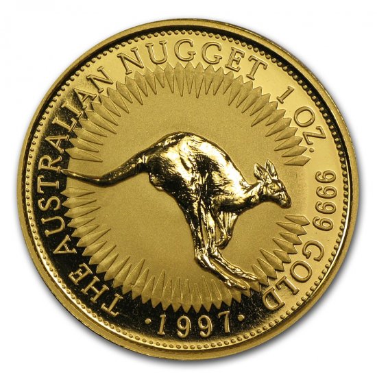 新品未使用 1997 オーストラリア、カンガルー金貨１オンス クリアー 