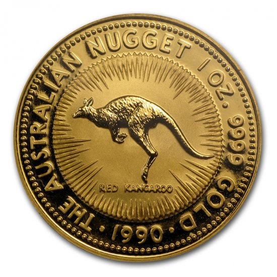 1990 オーストラリア、カンガルー金貨１オンス クリアケース付き 
