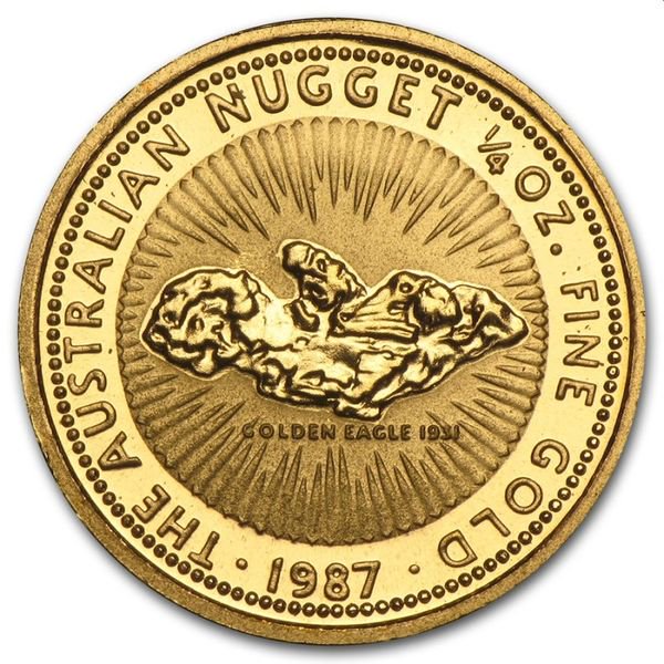 1987 オーストラリア、ナゲット金貨1/4オンス クリアケース付き 新品未