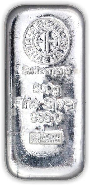 500グラム スイス アルゴア製 シルバーバー 99.9% ※※ 純銀 インゴット ingot シルバーバー SILVER 500g -  野口コイン株式会社