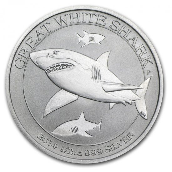 2014 オーストラリア 1/2オンス 銀貨 グレートホワイトシャーク 32mmクリアケース付き 新品未使用 - 野口コイン株式会社