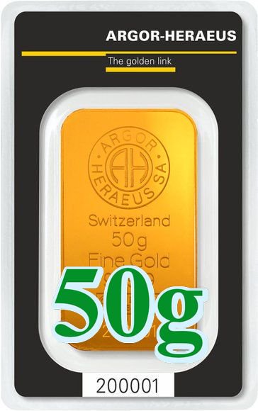 50 グラム スイス アルゴア製 ゴールドバー 99.99% - 野口コイン株式会社