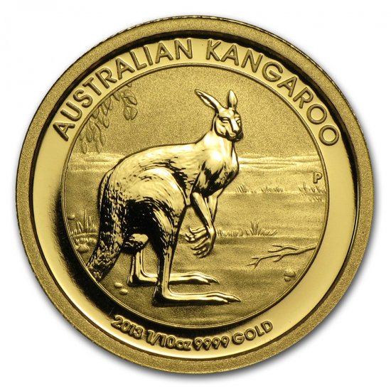 2013 オーストラリア、カンガルー金貨 1/10オンス クリアケース付き 
