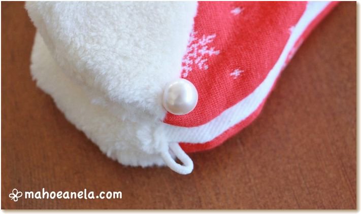 型紙　帽子　とんがりフード　こびとフード　クリスマス　雪柄　hinodeya