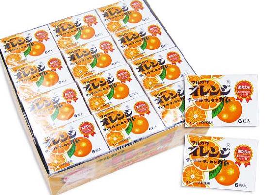 丸川製菓 6粒マーブルフーセンガム オレンジ味 （33個＋当り3個