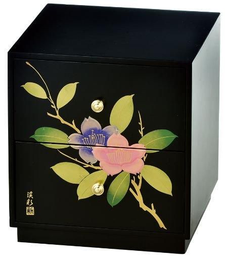 漆　二ツ引タンス 黒 新二ツ引タンス 山茶花 - 会津漆器と会津工芸品専門店 高橋