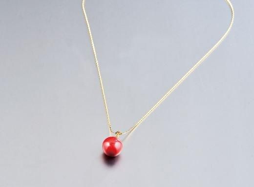 サンゴ塗 ネックレス 大玉 （漆・手塗） - 会津漆器と会津工芸品